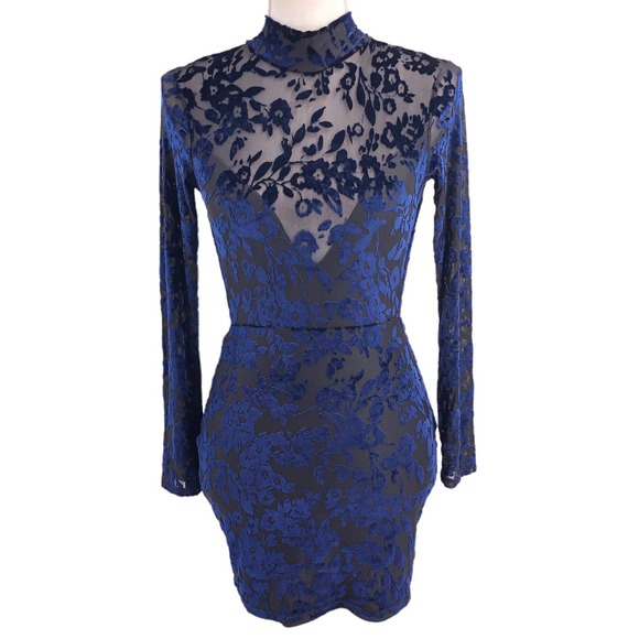 Lucy in the Sky Womens Size Small Burnout Velvet Floral Body-Con Mini Dress - Picture 1 of 7